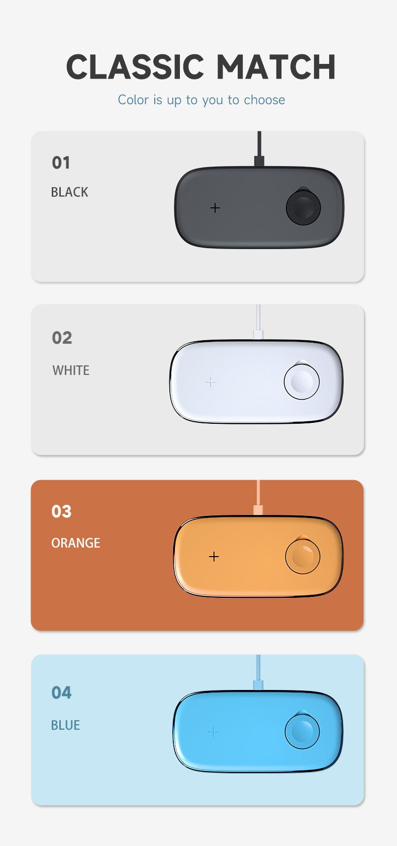 Chargeur sans fil 2-en-1 adapté à l'Apple Watch, au téléphone portable, à la recharge sans fil multifonctionnelle