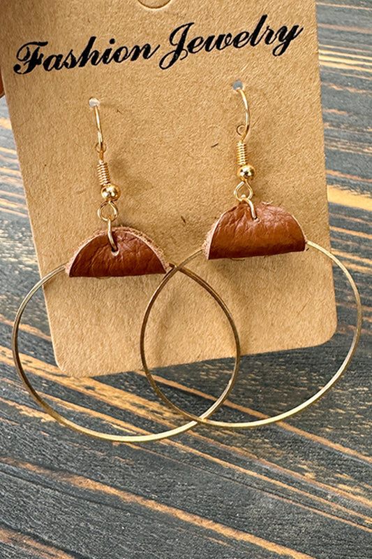 Boucles d'oreilles en cuir PU marron