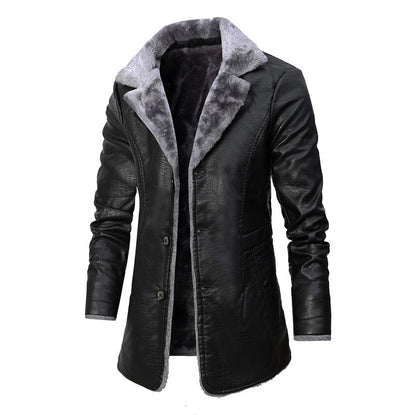 Veste homme grand revers en peluche en fourrure pour homme