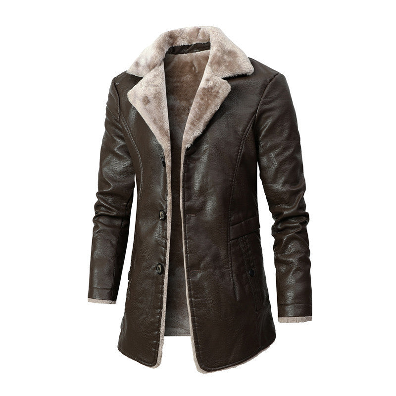 Veste homme grand revers en peluche en fourrure pour homme