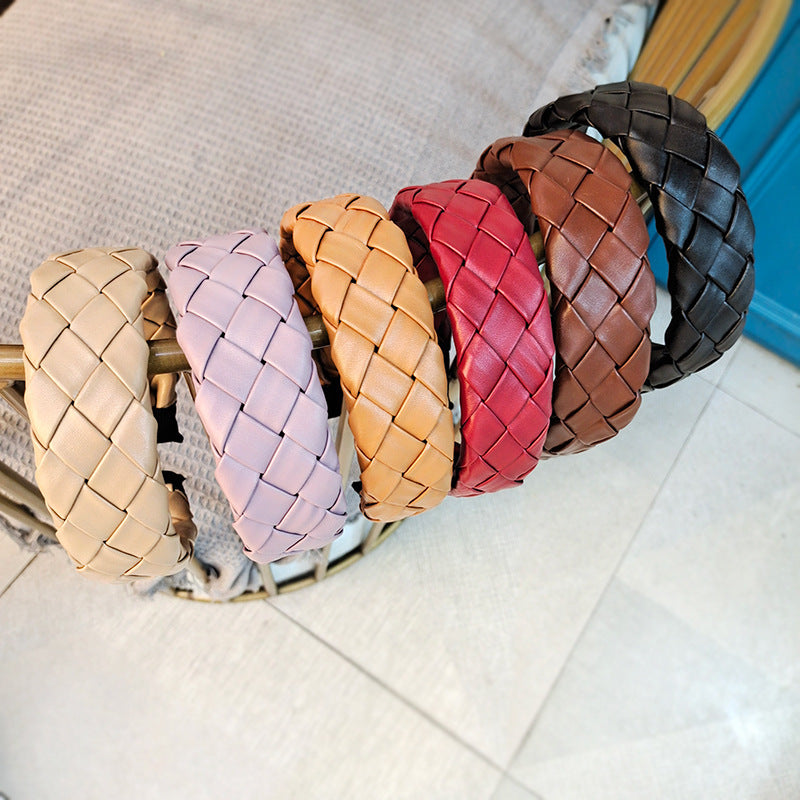 Bandeau de style rétro haut de gamme en cuir tressé