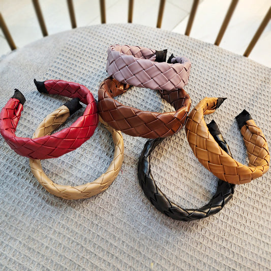 Bandeau de style rétro haut de gamme en cuir tressé