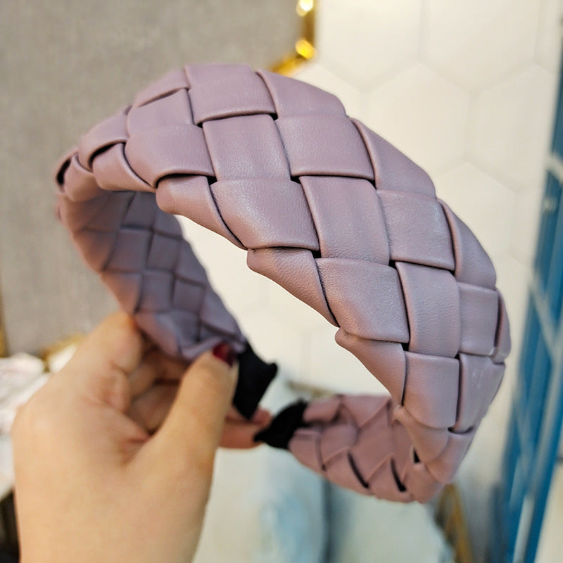 Bandeau de style rétro haut de gamme en cuir tressé