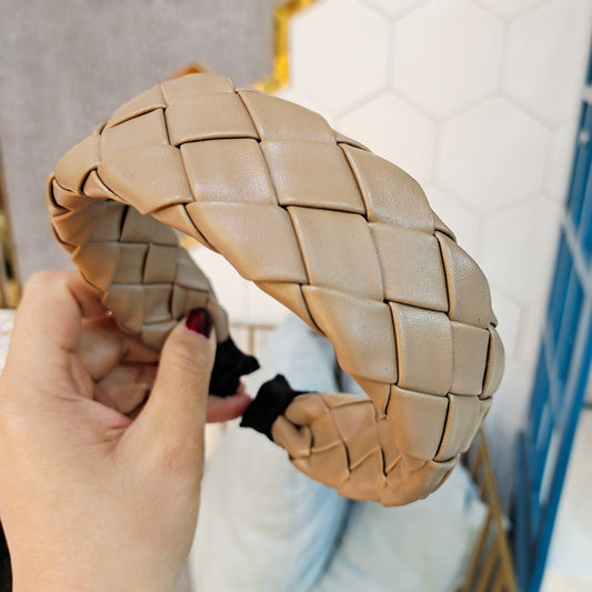 Bandeau de style rétro haut de gamme en cuir tressé