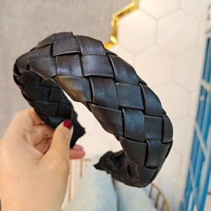 Bandeau de style rétro haut de gamme en cuir tressé
