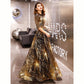 Robe De Soiree Evening Dress Gold Sequined Crystal