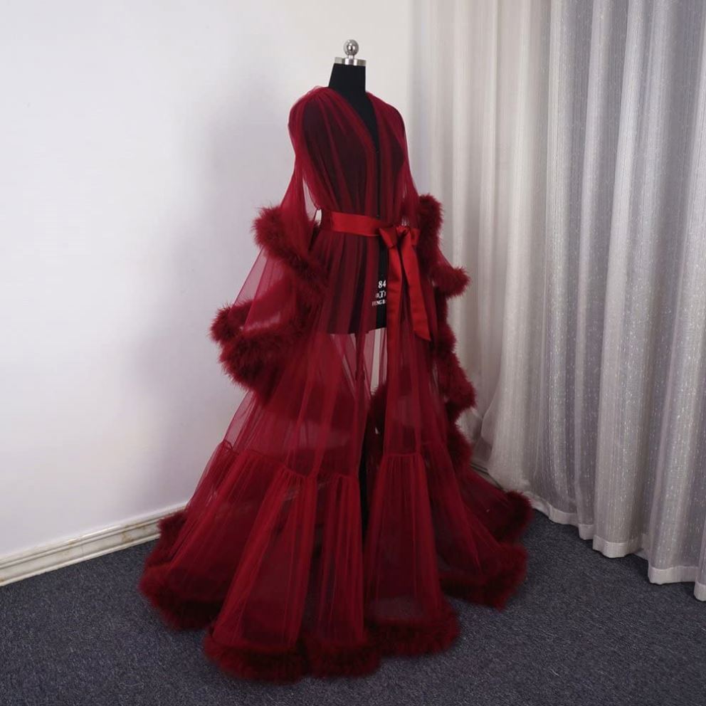 robe soirée en fourrure, transparente, sexy, pour femmes matures, chemises de nuit, longues robes de mariée