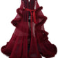 robe soirée en fourrure, transparente, sexy, pour femmes matures, chemises de nuit, longues robes de mariée