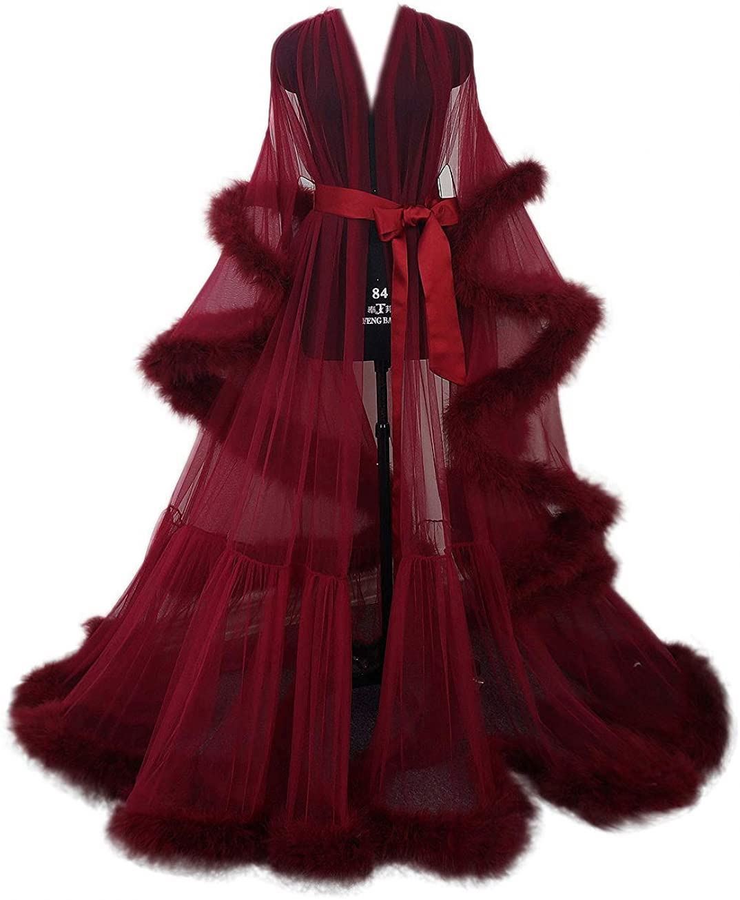 robe soirée en fourrure, transparente, sexy, pour femmes matures, chemises de nuit, longues robes de mariée