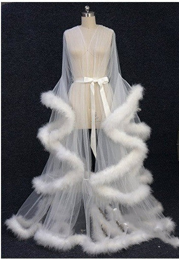 robe soirée en fourrure, transparente, sexy, pour femmes matures, chemises de nuit, longues robes de mariée