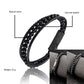 Bracelet en acier inoxydable perlé en cuir noir pour homme