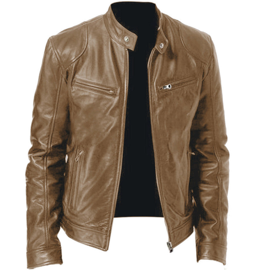 Veste cardigan en cuir pour homme