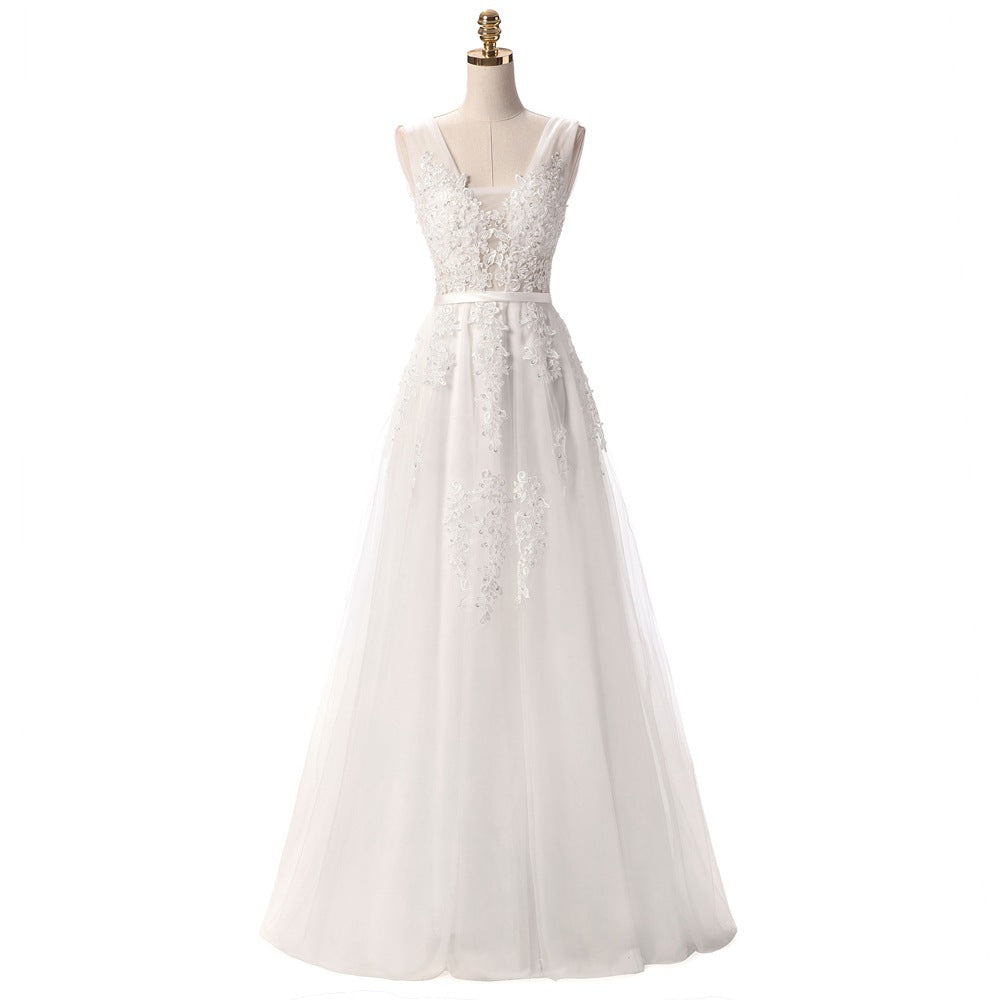 Robe de soirée longue dos nu sexy SSYFashion, robe de soirée élégante en dentelle verte à col en V pour la mariée