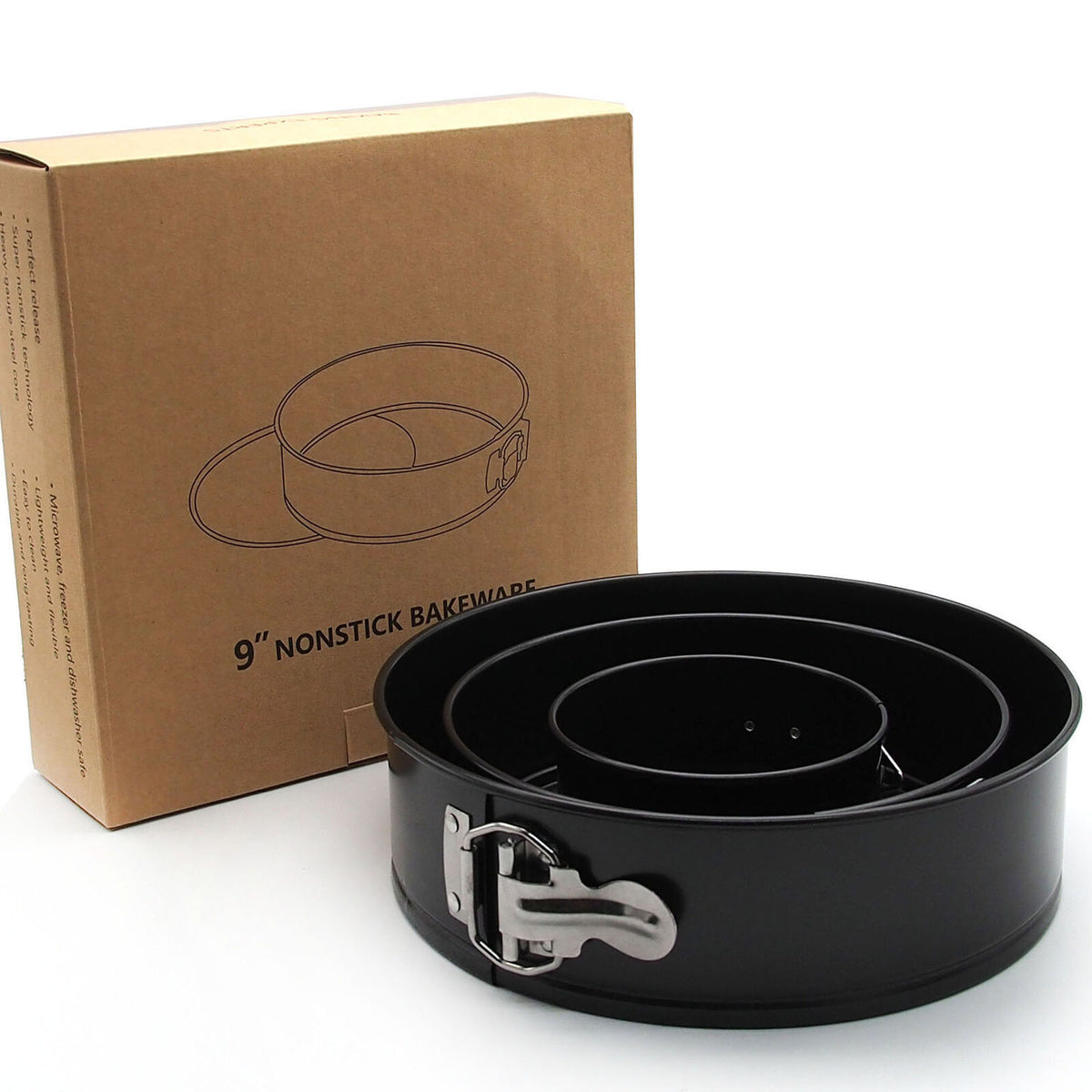 Ensemble de 3 moules à gâteaux antiadhésifs, moules à pâtisserie ronds à charnière