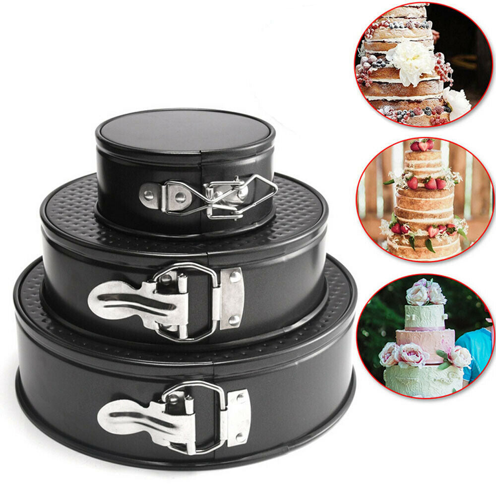 Ensemble de 3 moules à gâteaux antiadhésifs, moules à pâtisserie ronds à charnière