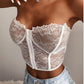 Haut corset en dentelle sans manches pour femme