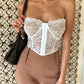Haut corset en dentelle sans manches pour femme