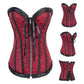 Corset à fermeture éclair brodé de feuilles de lotus