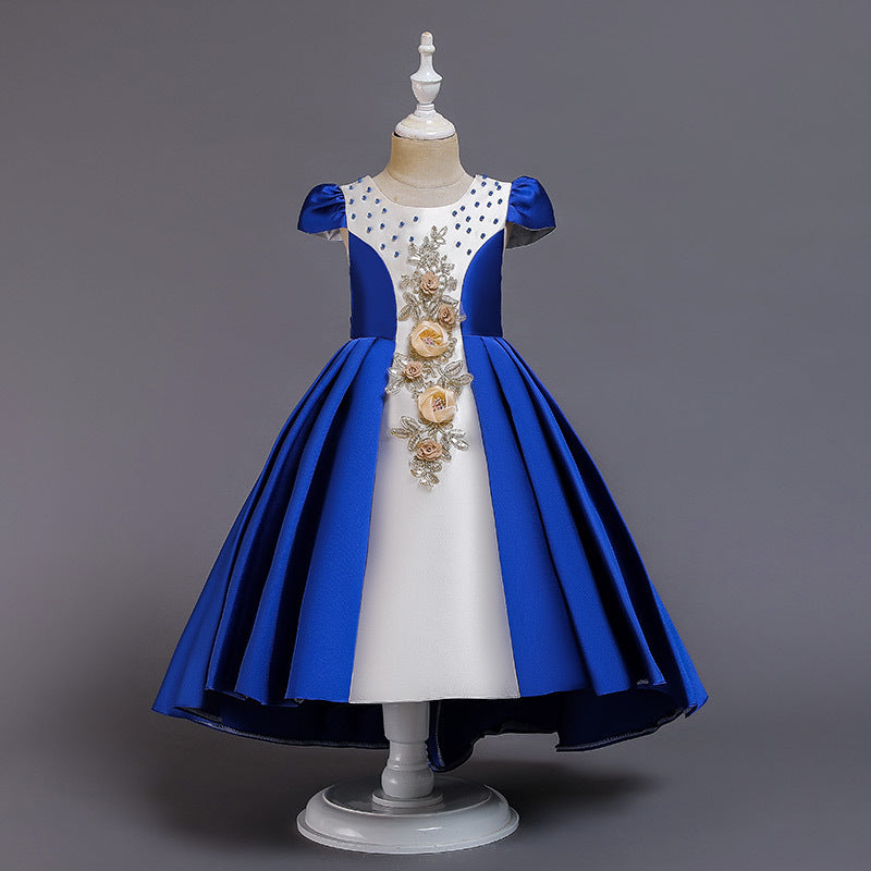 Robe de soirée brodée et moelleuse, robe de princesse, costume de maternelle, robe pour fille