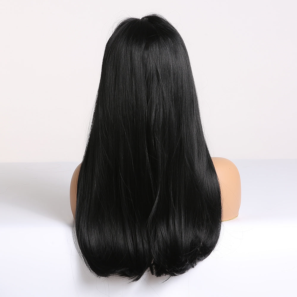 Perruque de cheveux longs et raides bouclés dégradée pour femme