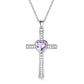 Collier pendentif diamant en forme de croix en pierre et zircon