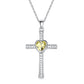 Collier pendentif diamant en forme de croix en pierre et zircon