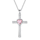 Collier pendentif diamant en forme de croix en pierre et zircon