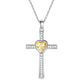 Collier pendentif diamant en forme de croix en pierre et zircon