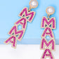 Boucles d'oreilles pendantes avec perles en strass MAMA rouge rose