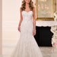 Robe de mariée traînante, haut tube, robe de mariée en dentelle