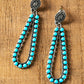 Boucles d'oreilles goutte d'eau western en argent et turquoise