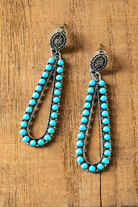 Boucles d'oreilles goutte d'eau western en argent et turquoise