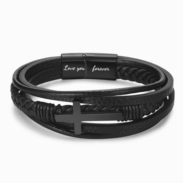 Bracelet de mode avec croix en acier inoxydable pour homme