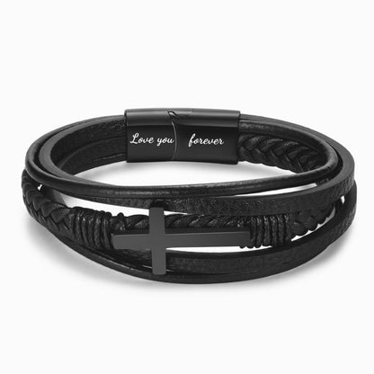 Bracelet de mode avec croix en acier inoxydable pour homme