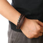 Bracelet en acier inoxydable à boucle magnétique en cuir pour homme