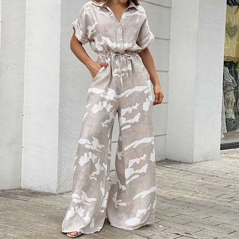 Combinaison à lacets avec boutons et col polo à la mode