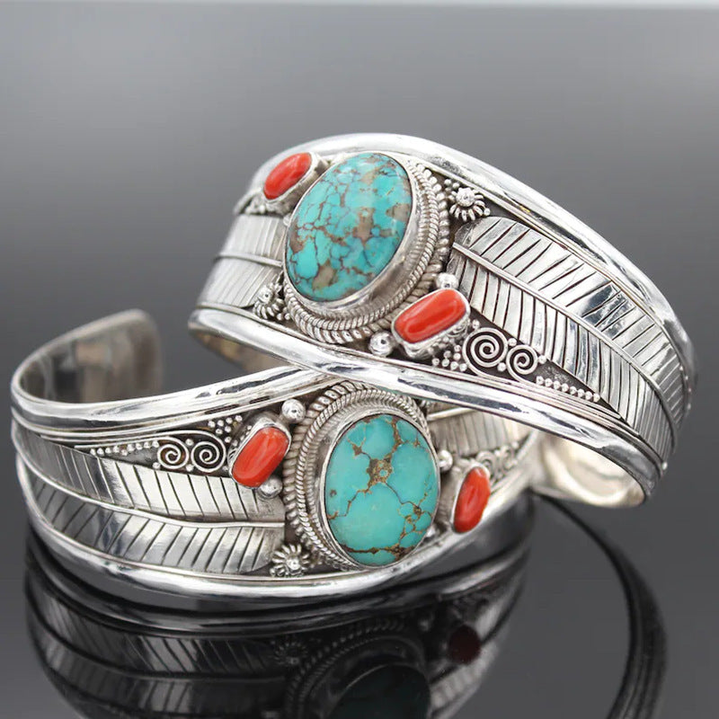 Bracelet motif vintage style bohème turquoise