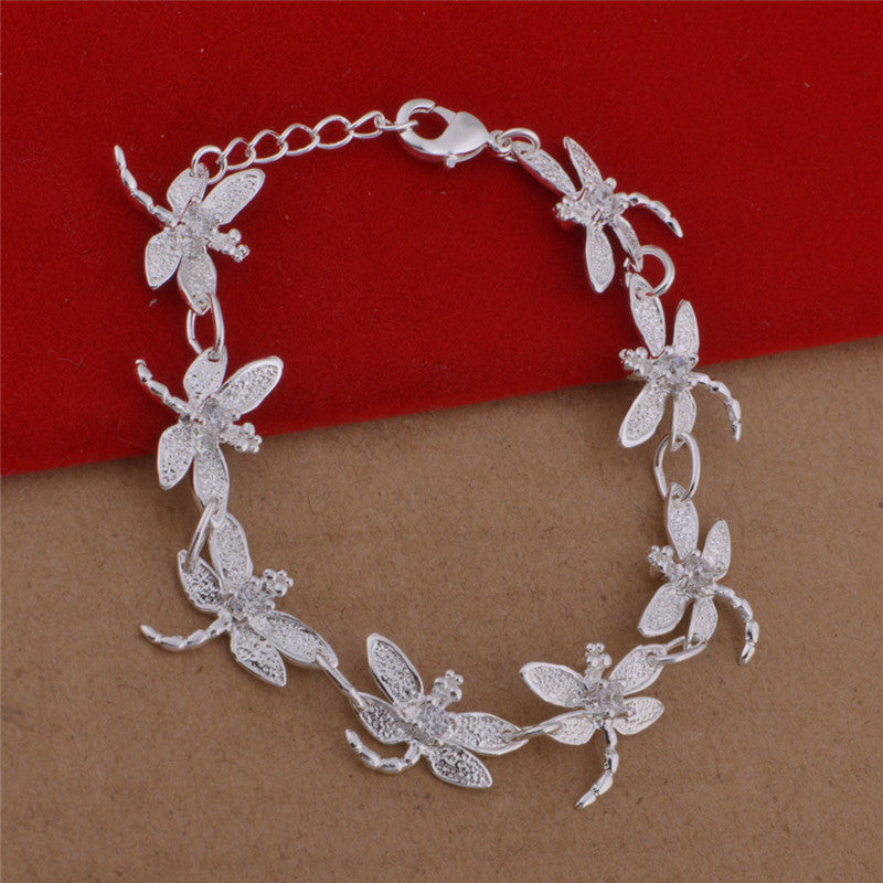 Bracelet collier libellule plaqué argent
