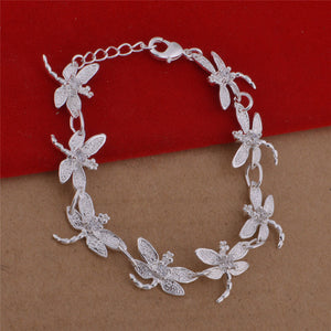 Bracelet collier libellule plaqué argent