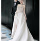 Robe de mariée légère en satin à épaules dénudées