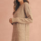 Robe chasuble à épaulettes en maille torsadée vert brumeux