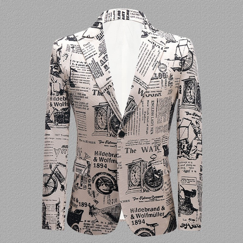 Costume imprimé journal pour homme