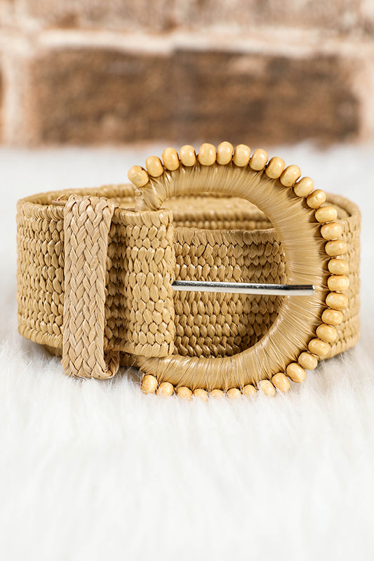 Ceinture décorative en cuir tressé camel