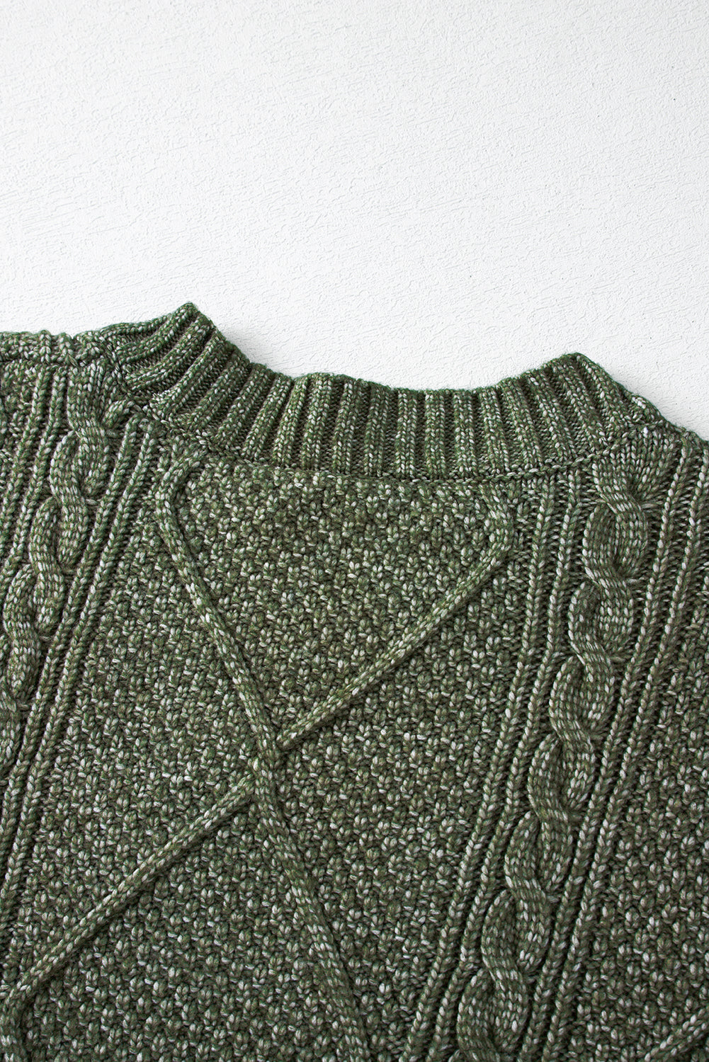 Robe chasuble à épaulettes en maille torsadée vert brumeux
