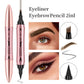 Crayon à sourcils liquide à double tête 3D micro sculpté, eyeliner 2 en 1 à double usage pour les yeux