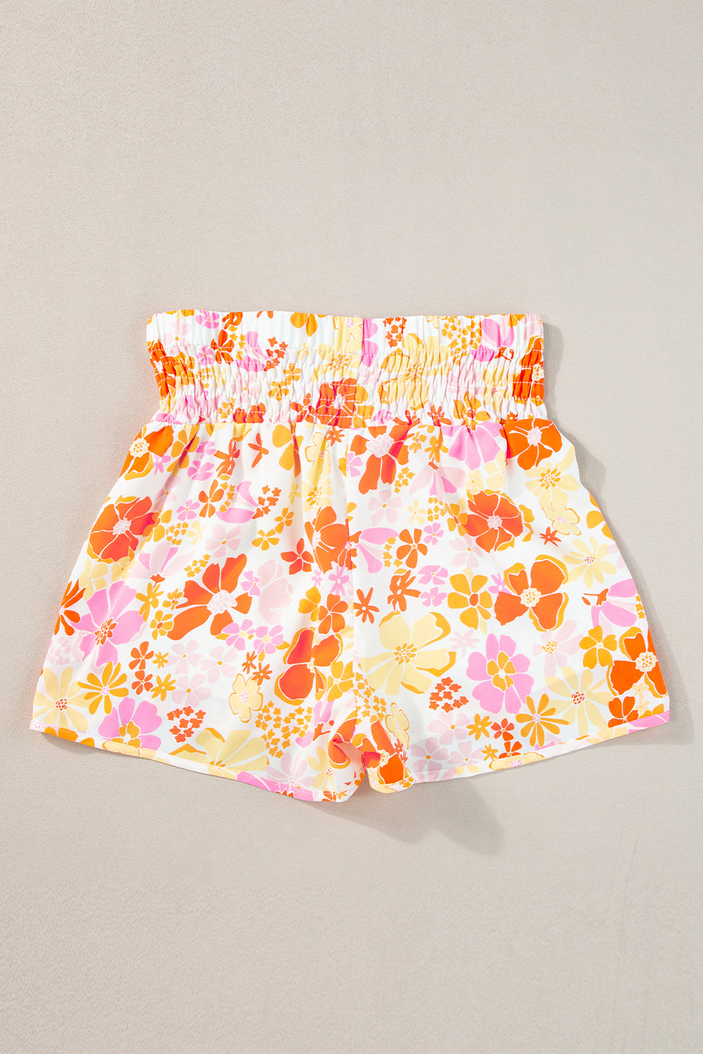 Short d'athlétisme taille haute à motif floral rétro orange