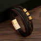 Bracelet en acier inoxydable à boucle magnétique en cuir pour homme