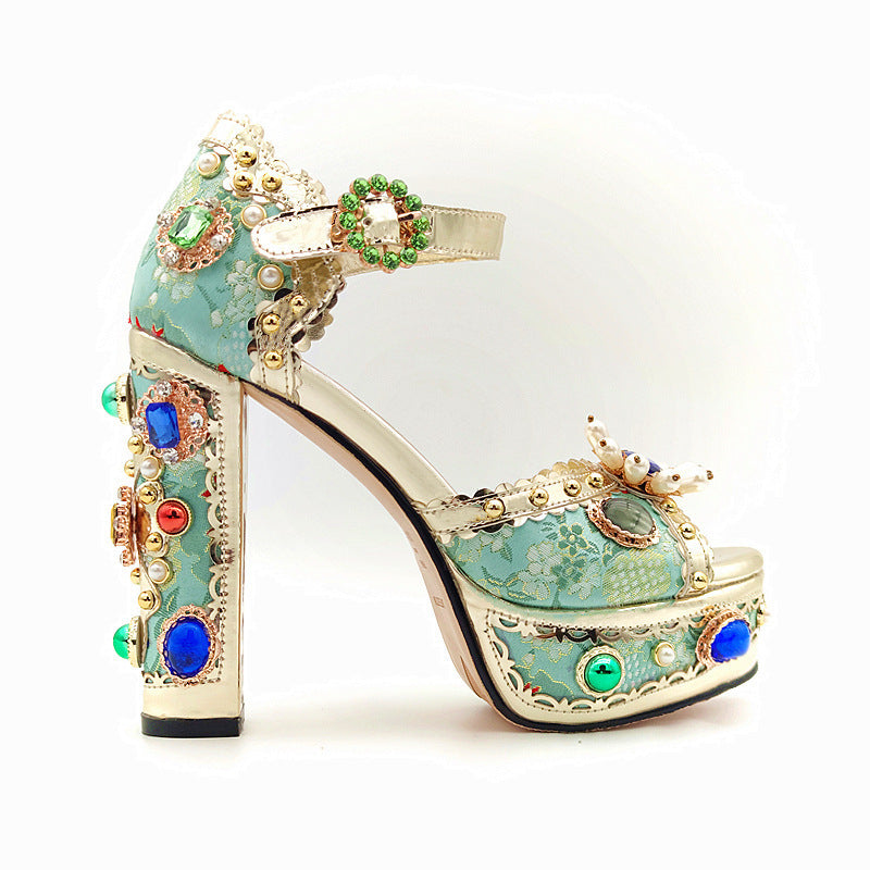 Sandales Femme Grande Taille – Talons Bloc, Style Baroque & Ouverture Poisson