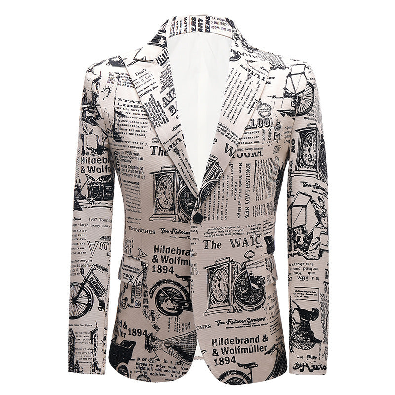 Costume imprimé journal pour homme