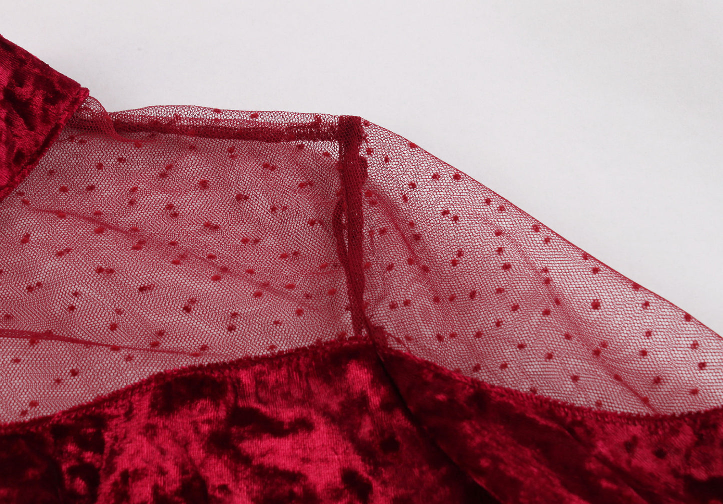 Tonval-robe en velours Vintage, montant en contraste, maille transparente, bordeaux, robe femme en velours, soirée de soirée élégante, automne hiver